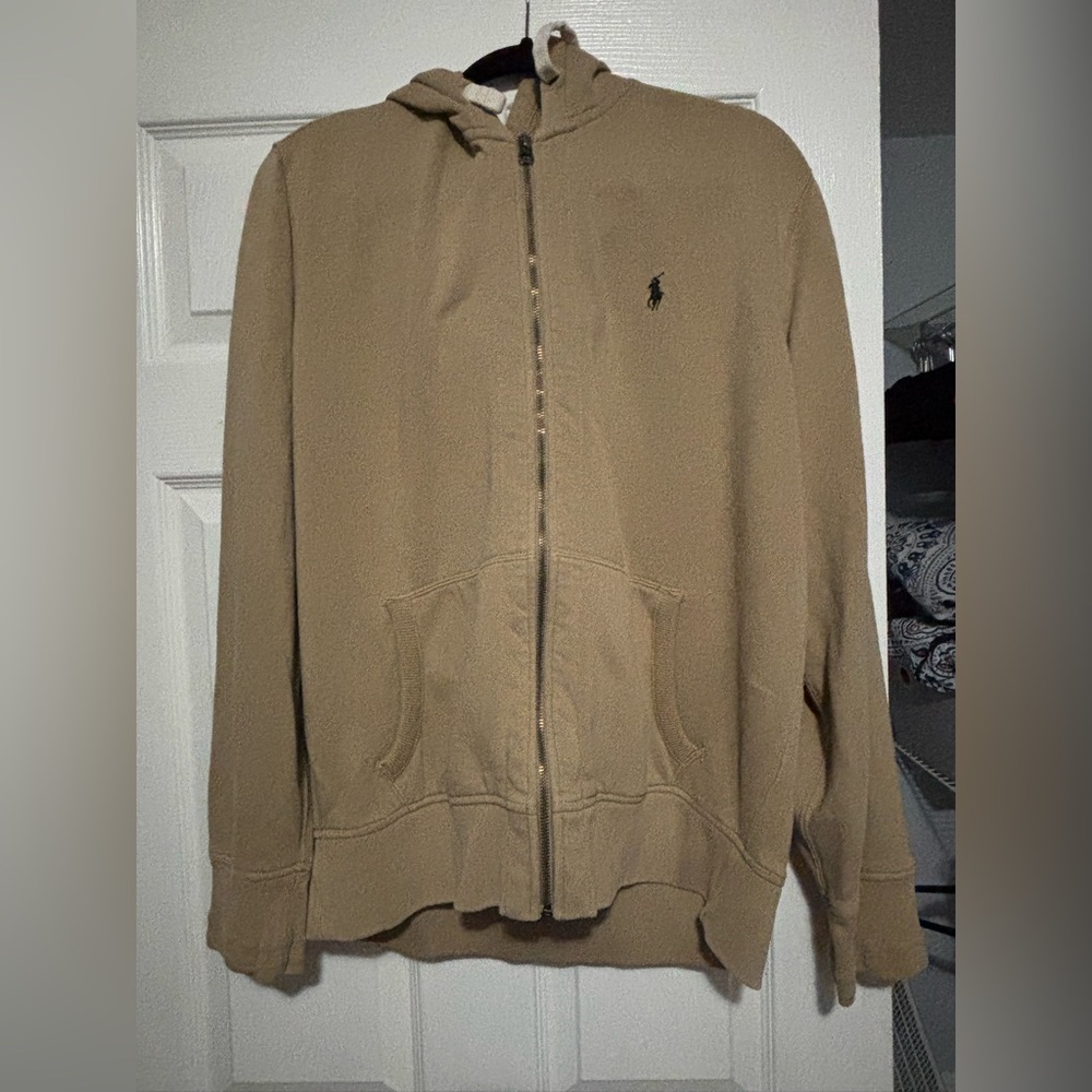 Ralph Lauren Men's Zip-Up Tan Sweater